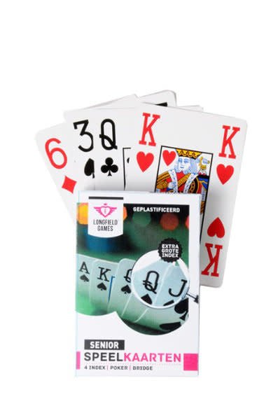 Longfield Games | Speelkaarten | Senior | 100 % Plastic | Extra Grote Cijfers | 4 index - Kleine Eland