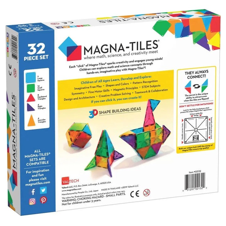 Magna - Tiles® | Clear Colors | 32 pieces | 3+ - Kleine Eland