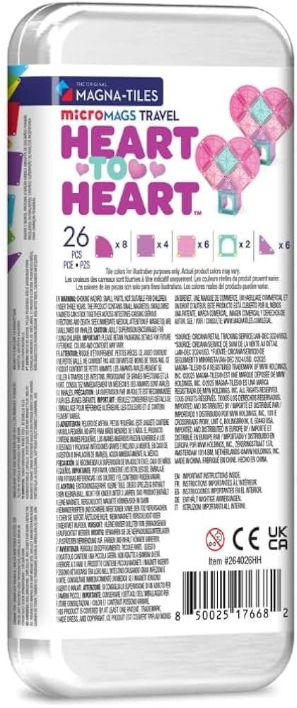 Magna - Tiles® | Micro MAGS | Travel Set | Heart to Heart | 26 pieces | 3+ - Kleine Eland