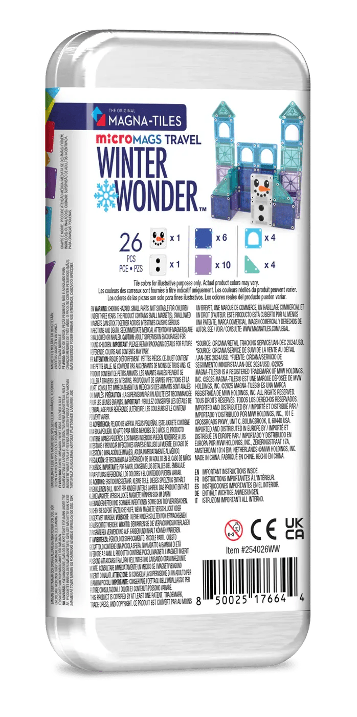 Magna - Tiles® | Micro MAGS | Winter Wonder Travel Set | 26 pieces | 3+ - Kleine Eland