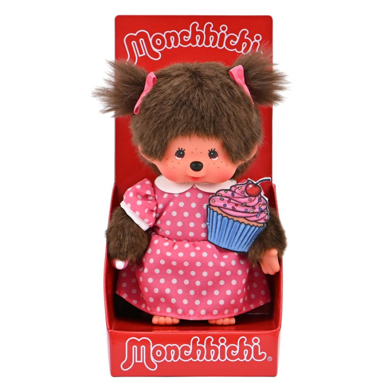 Monchhichi Cup Cake Girl met cupcake in rode vensterdoos