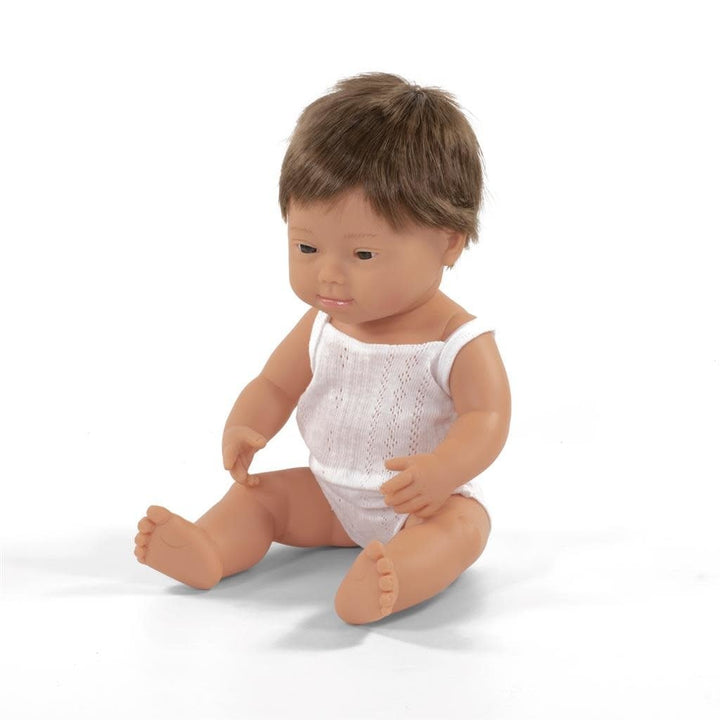 Miniland | Babypop | Waterdicht | Jongen met syndroom van Down | 38 cm | +10 mnd - Kleine Eland