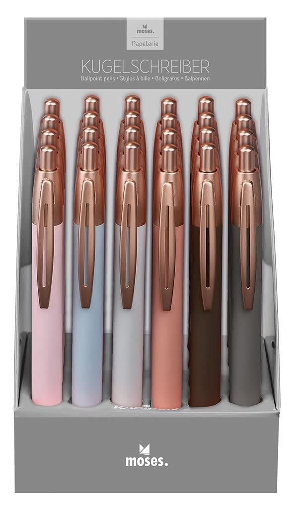 Moses | Balpen rosé | met rubberen module | 14 cm | Zwart inkt patroon | Verwisselbaar - Kleine Eland