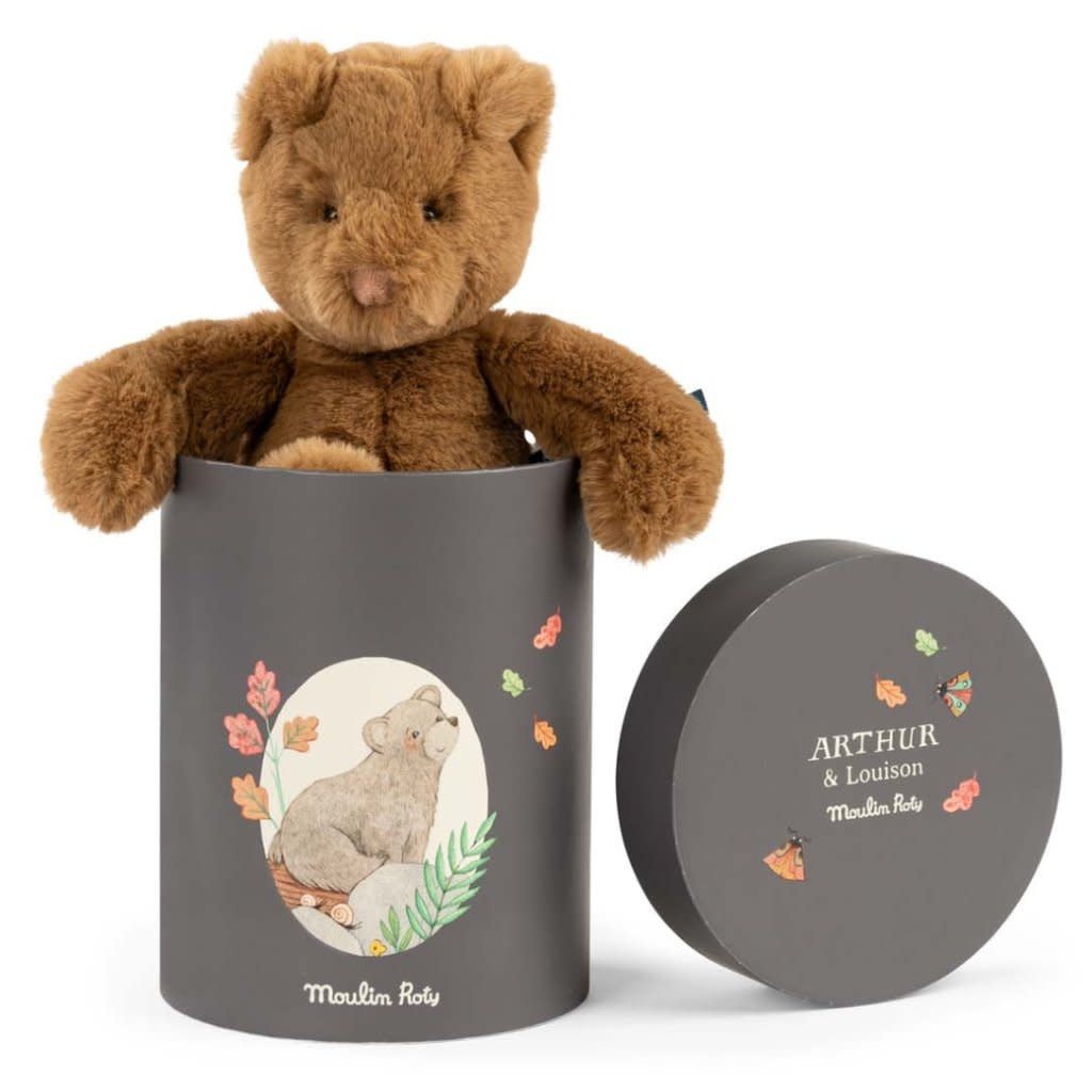 Moulin Roty | Charming Bear in a Box | Arthur | Brown | 23 cm | 0+ - Kleine Eland