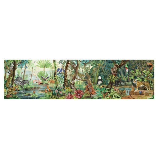 Moulin Roty | Panoramic Puzzle | In the Rainforest |105 x 27,5 cm | 350 stukjes - Kleine Eland