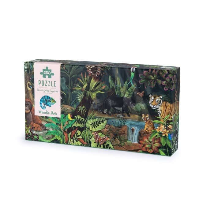 Moulin Roty | Panoramic Puzzle | In the Rainforest |105 x 27,5 cm | 350 stukjes - Kleine Eland