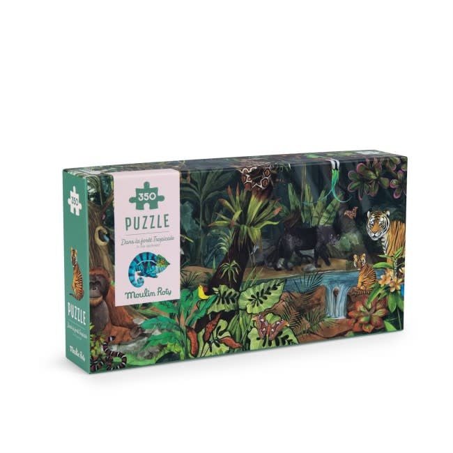 Moulin Roty | Panoramic Puzzle | In the Rainforest |105 x 27,5 cm | 350 stukjes - Kleine Eland