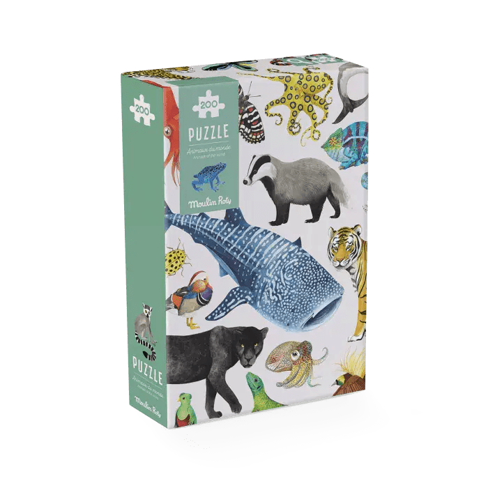 Moulin Roty | Puzzle | Animals of the World | 35 x 60 cm | 200 stukjes | 6+ - Kleine Eland