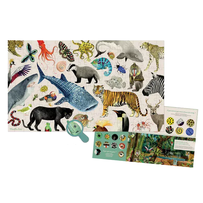 Moulin Roty | Puzzle | Animals of the World | 35 x 60 cm | 200 stukjes | 6+ - Kleine Eland