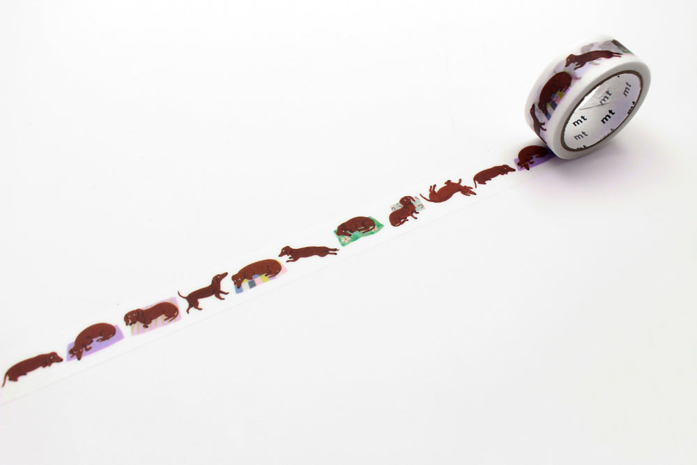 mt en Léa Maupetit washi tape Sausage dog met teckelillustraties