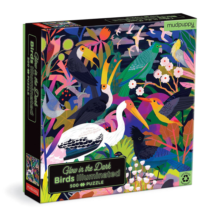 Mudpuppy | Glow in the Dark Puzzle | Birds Illuminated | 51 x 51 cm | 500 pieces | 8+ - Kleine Eland