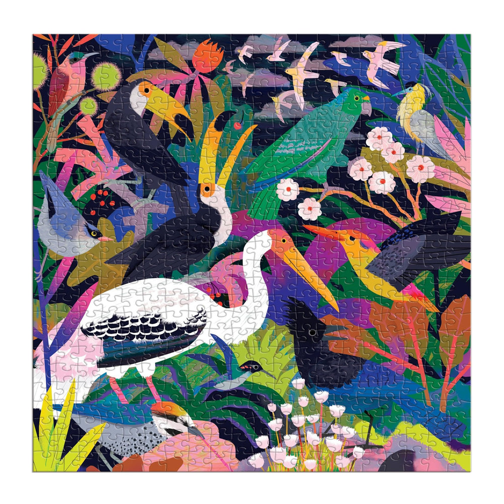 Mudpuppy | Glow in the Dark Puzzle | Birds Illuminated | 51 x 51 cm | 500 pieces | 8+ - Kleine Eland