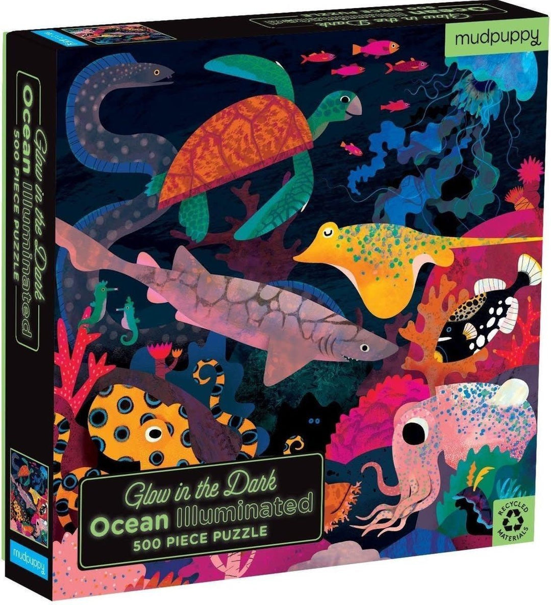 Mudpuppy | Glow in the Dark Puzzle | Ocean Illuminated | 500 pcs | 8+ - Kleine Eland