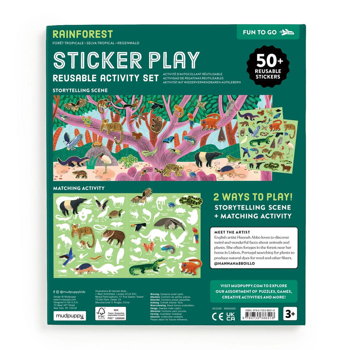 Mudpuppy | Herbruikbare Stickeractiviteitenset | Regenwoud | 3+ - Kleine Eland