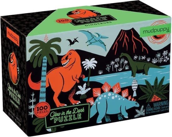 Mudpuppy | Puzzle | Glow in Dark | Dinosaurs | 100 stukjes | 5+ - Kleine Eland