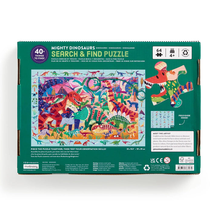 Mudpuppy | Search &amp; Find Puzzle | Mighty Dinosaurs | 64 stukjes | 4+ - Kleine Eland