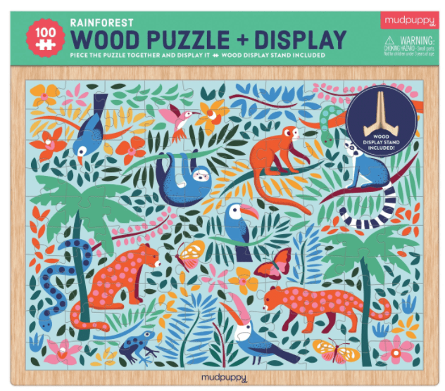 Mudpuppy | Wooden Puzzle | Rainforest | incl Standaard | 100 pieces | 5+ - Kleine Eland
