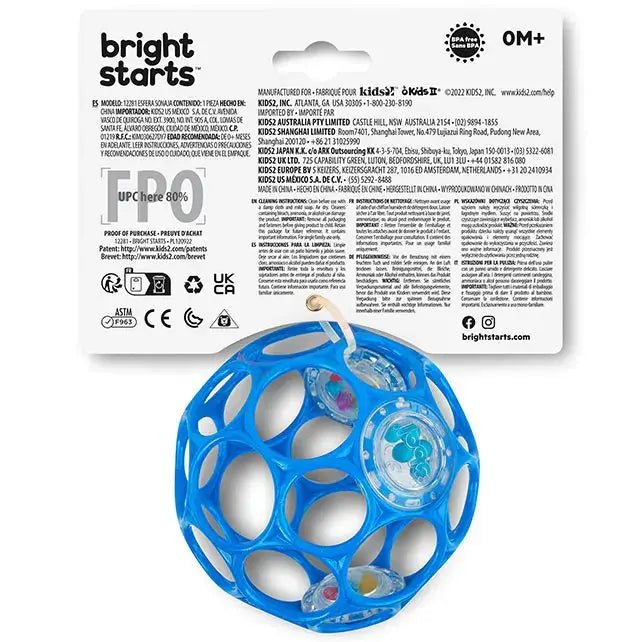 Oball | Rattle Easy - Grasp Toy | Blue | 10 cm | 0+ - Kleine Eland