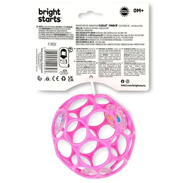 Oball Rattle Easy-Grasp roze – achterzijde verpakking