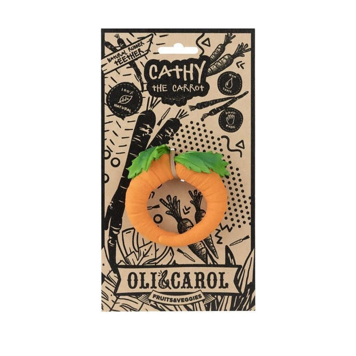 Oli &amp; Carol | Cathy the Carrot | Rubber Bijtspeeltje | 100% Organisch | 0+ - Kleine Eland