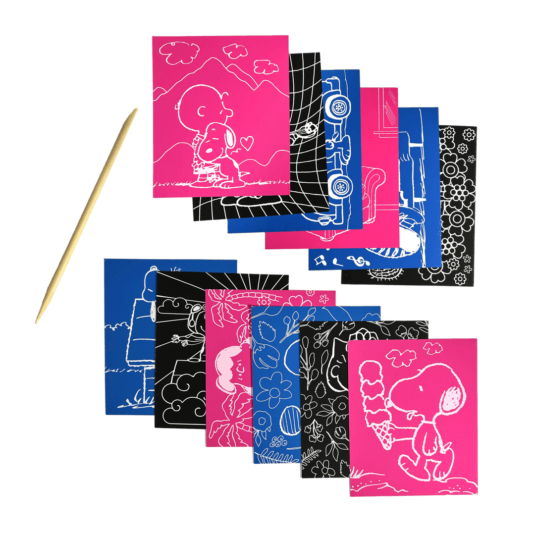 Ooly x Peanuts | Scratch Art Kit | 12 pagina&