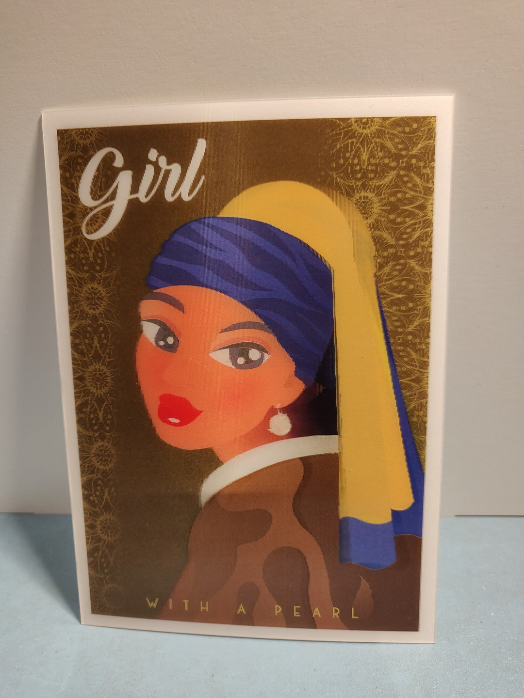Orange Panda | Lenticulaire Kaart Bewegend | Girl with a Pearl Earring - Kleine Eland