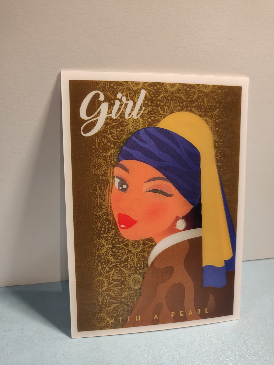 Orange Panda | Lenticulaire Kaart Bewegend | Girl with a Pearl Earring - Kleine Eland