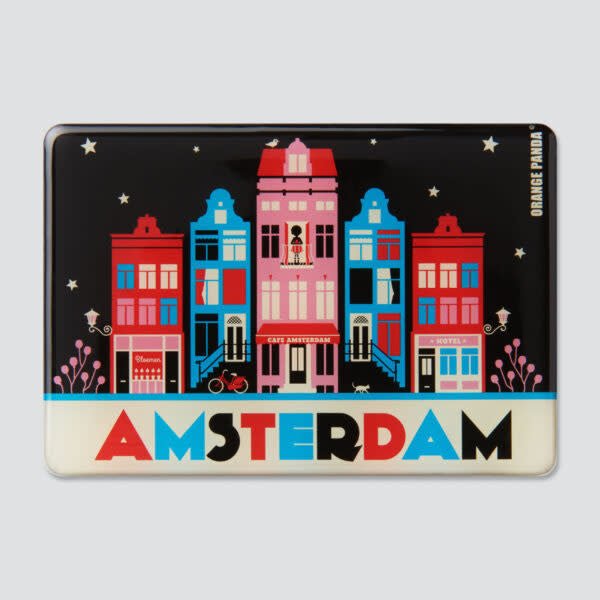 Orange Panda | Magnet | Amsterdam Canal Houses Rood - Kleine Eland