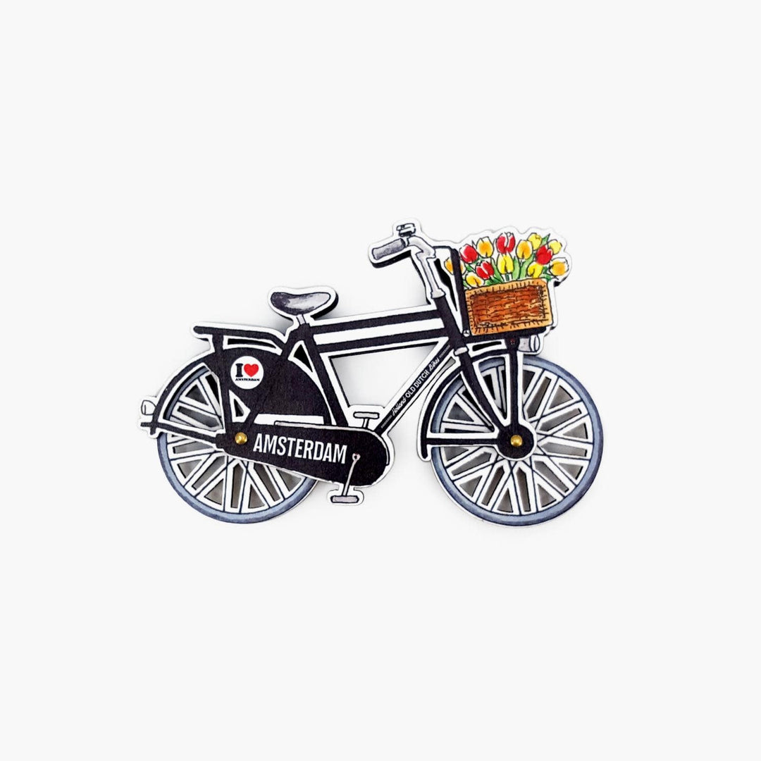 Koelkastmagneet | Amsterdam | Zwarte Fiets met draaiende Wielen