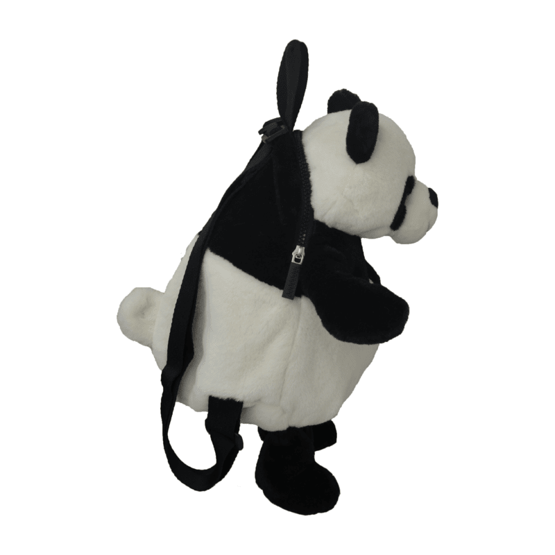 Zijaanzicht van de panda pluche rugzak