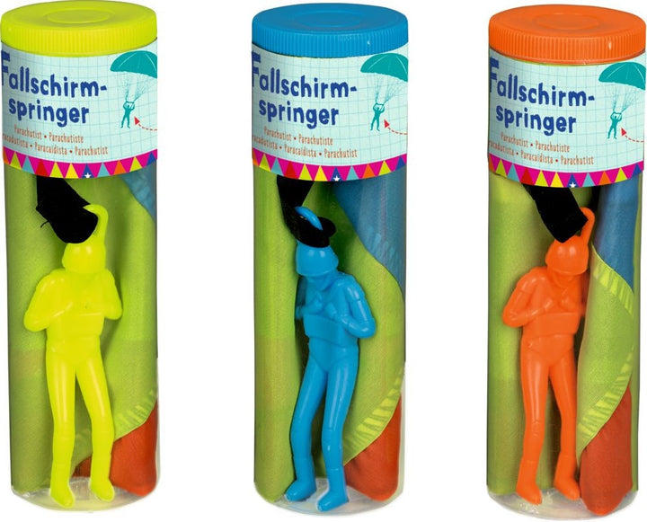Parachutisten in drie kleuren in verpakking