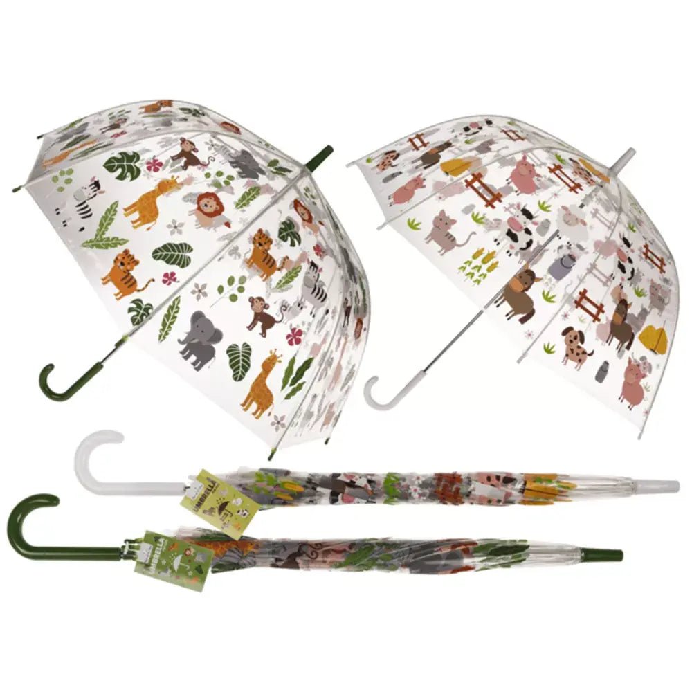 Paraplu | doorzichtig met bos of boerderij dieren | 72 x 17 x 45 cm - Kleine Eland
