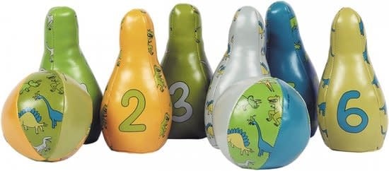 Petit Jour | Bowlingset | Dinosaurus | 8 delig | 15 cm | 1+ - Kleine Eland
