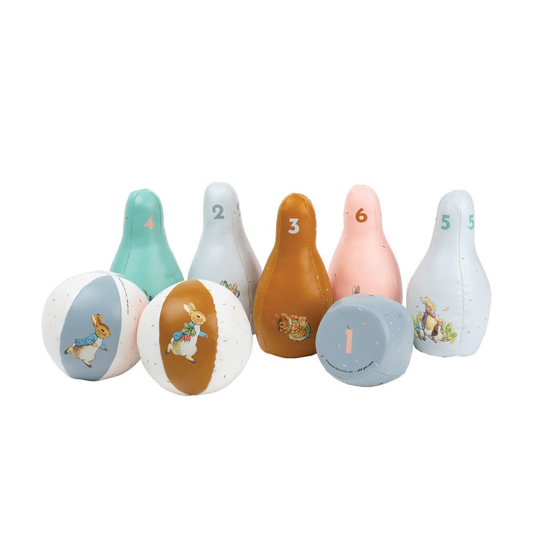 Petit Jour | Bowlingset | Peter Rabbit | 8 delig | 15 cm | 1+ - Kleine Eland