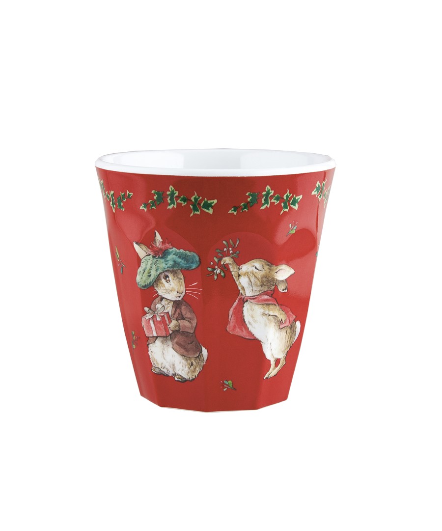 Andere zijde van de rode Petit Jour Peter Rabbit kerstbeker