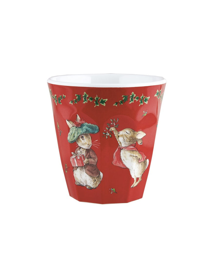 Andere zijde van de rode Petit Jour Peter Rabbit kerstbeker