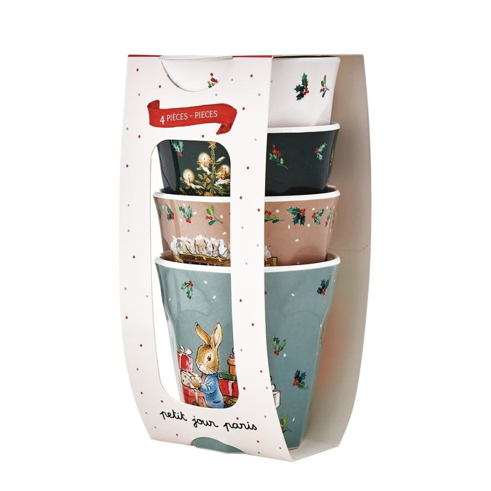 Petit Jour | ChristmasPeter Rabbit | 4 Bekers | 8,6 x 8,6 x 9 cm | 220 ml - Kleine Eland