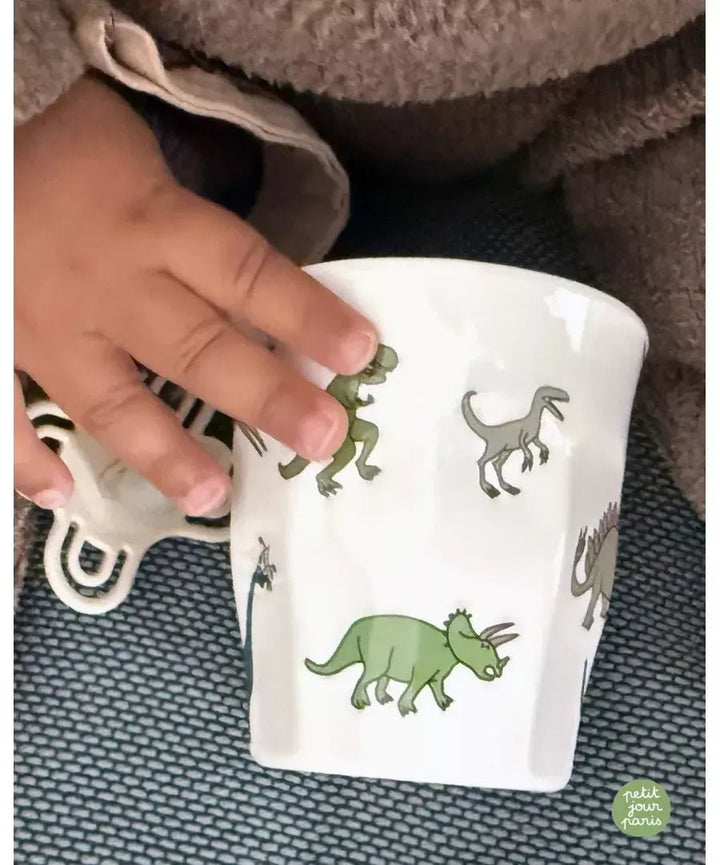 Petit Jour | Dinosaur | Hoekige Beker Zonder Oor | 150 ml | 7,5 cm | +6 mnd - Kleine Eland