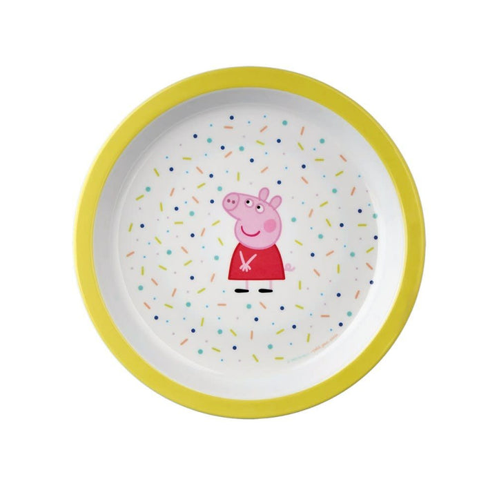 Petit Jour Paris | Peppa Pig | Bord Met Opstaande Rand | Gele rand | 18 cm | + 6 mnd - Kleine Eland