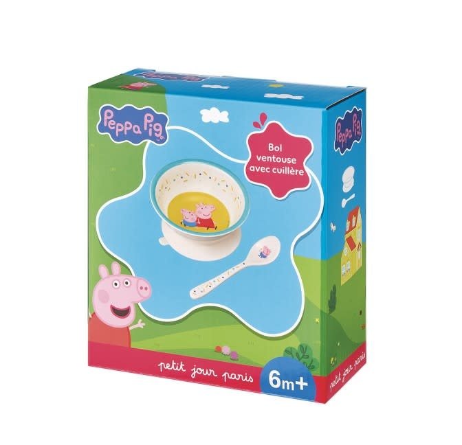 Petit Jour Paris | Peppa Pig | Kommetje met Zuignap en Lepel | +6 mnd - Kleine Eland