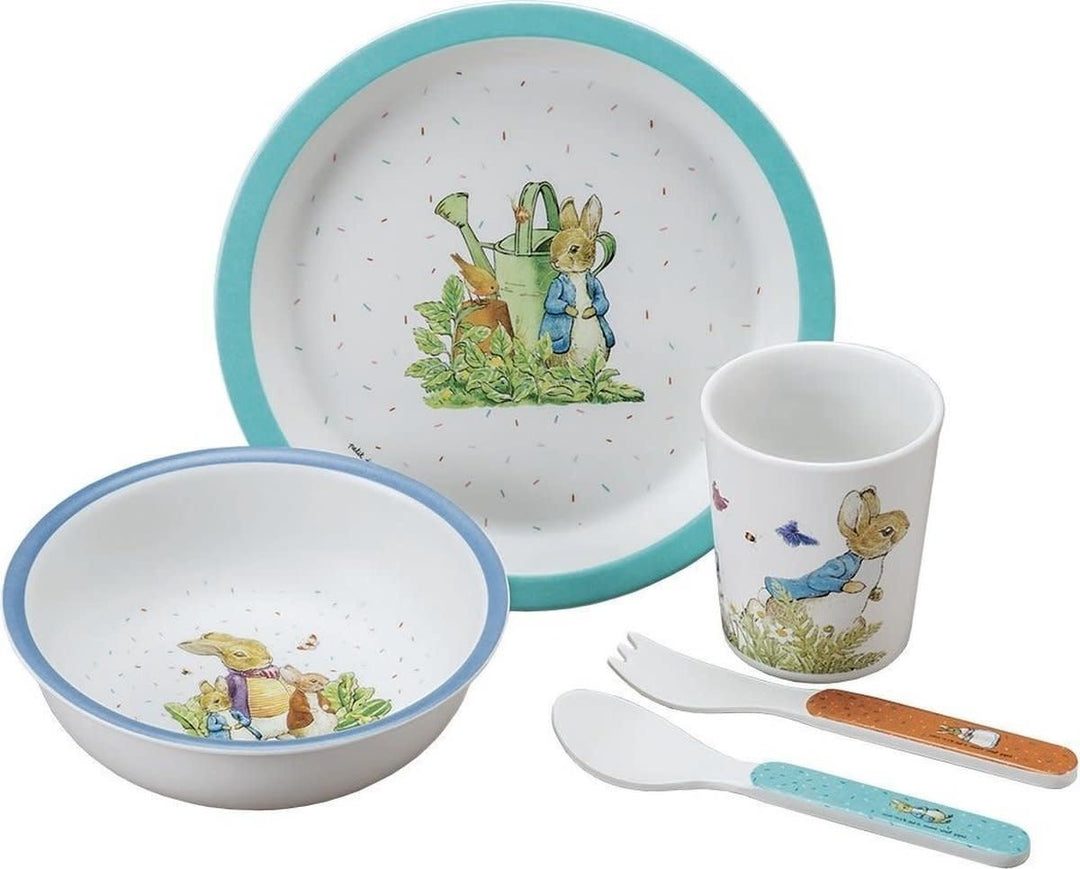 Petit Jour Paris | Peter Rabbit | Giftset bord met Blauwe Rand | 5 delig | +6 mnd - Kleine Eland