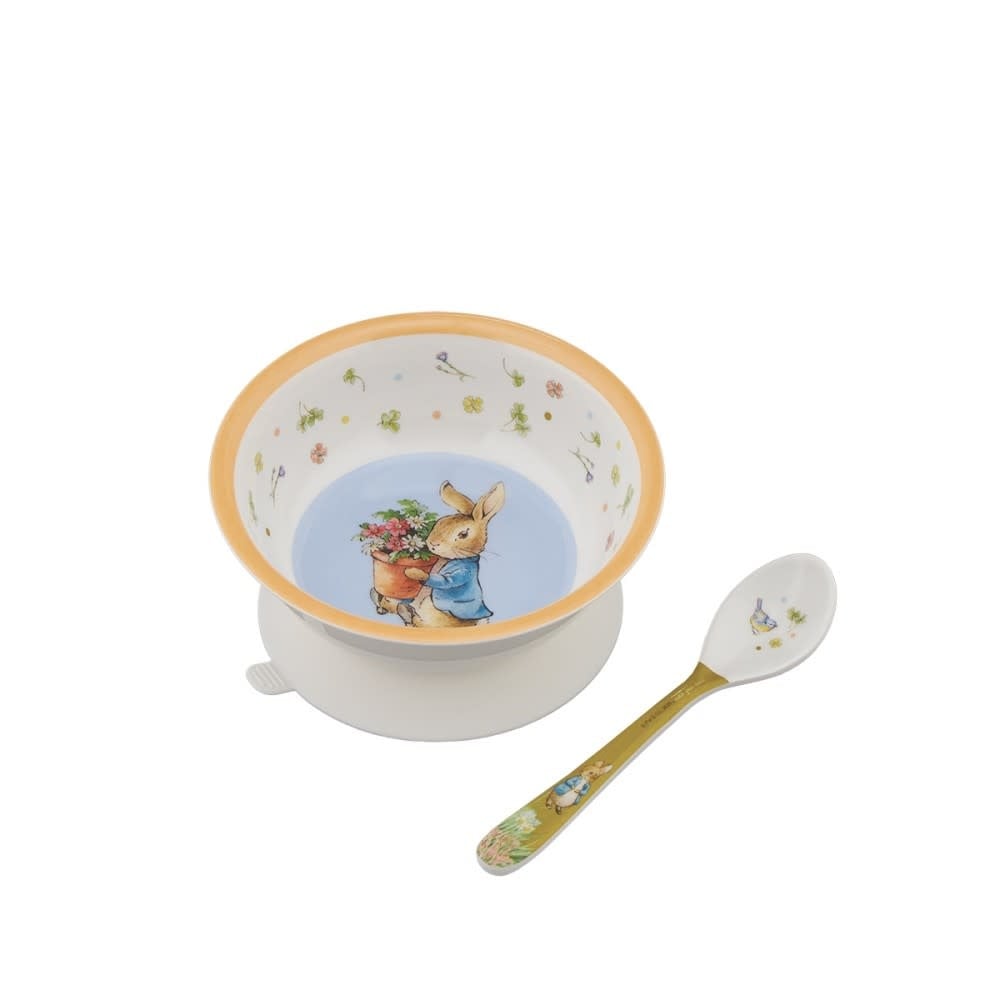 Petit Jour Paris | Peter Rabbit | Kommetje met Zuignap en Lepel | +6 mnd - Kleine Eland