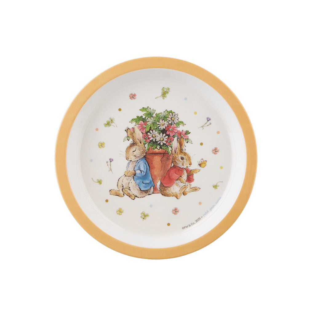 Petit Jour | Peter Rabbit | Bord Met Opstaande Rand | 18 cm | Oranje rand | +6 mnd