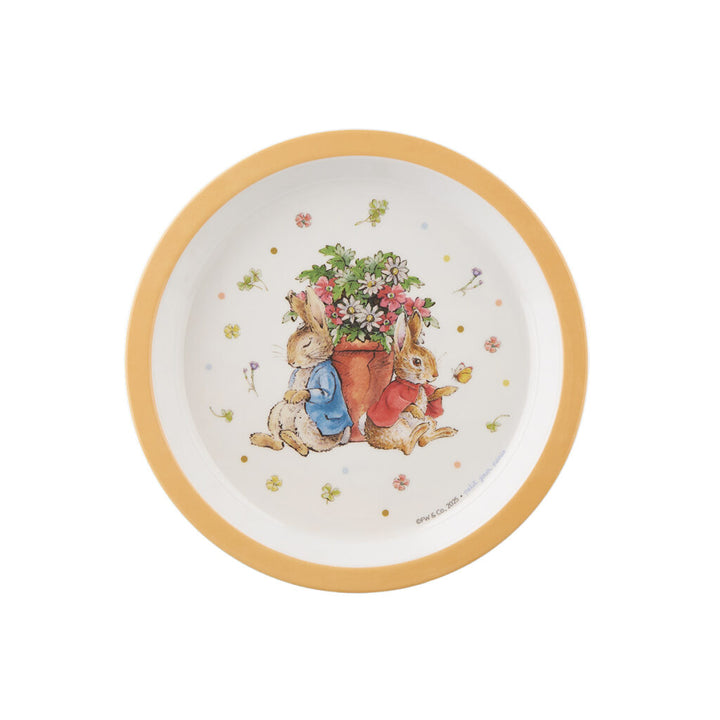 Petit Jour | Peter Rabbit | Bord Met Opstaande Rand | 18 cm | Oranje rand | +6 mnd