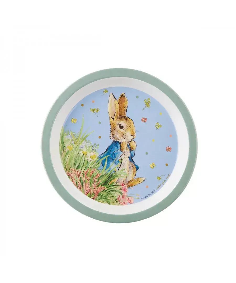 Petit Jour | Peter Rabbit | Bord Met Opstaande Rand | 18 cm | Groene rand | +6 mnd - Kleine Eland