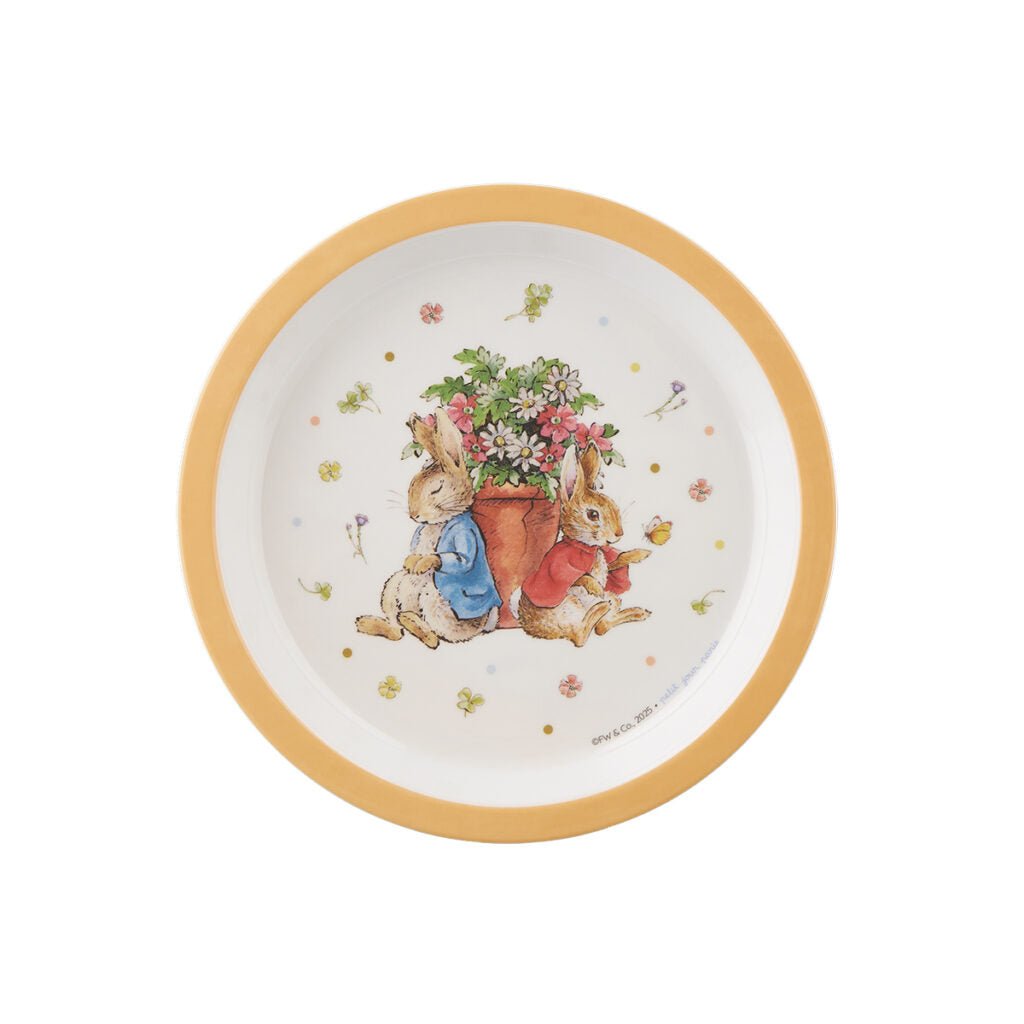 Petit Jour | Peter Rabbit | Bord Met Opstaande Rand | 18 cm | Oranje rand | +6 mnd - Kleine Eland