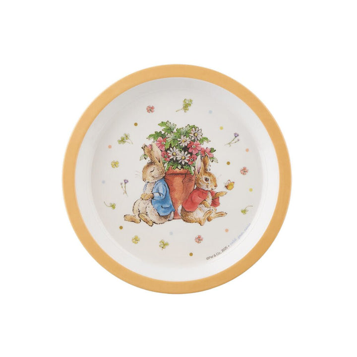 Petit Jour | Peter Rabbit | Bord Met Opstaande Rand | 18 cm | Oranje rand | +6 mnd - Kleine Eland