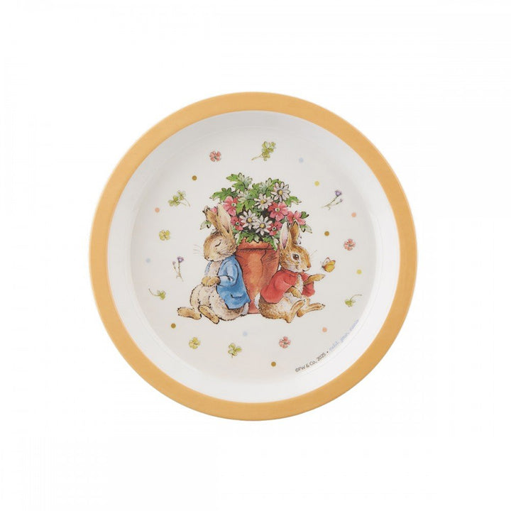 Petit Jour | Peter Rabbit | Bord Met Opstaande Rand | 18 cm | Oranje rand | +6 mnd - Kleine Eland