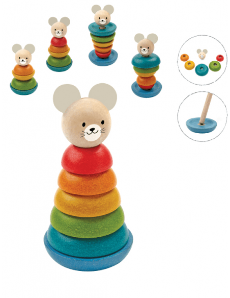 Plan Toys | Houten Stapelringen | Stacking Ring | 7 delig | +18 mnd - Kleine Eland