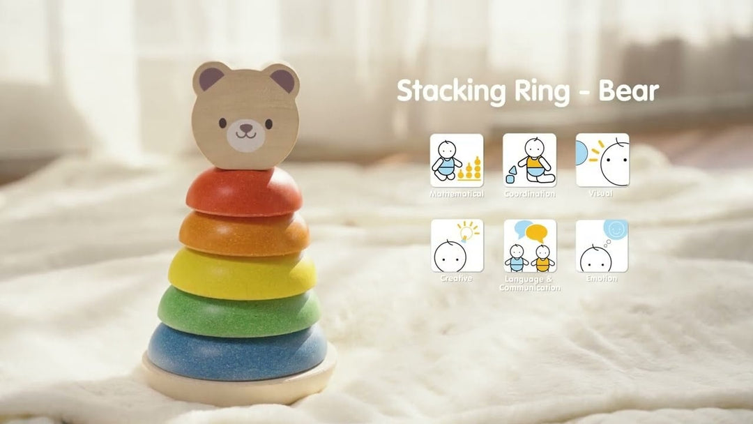 Plan Toys | Houten Stapelringen | Stacking Ring | Beer | 7 delig | 1+ - Kleine Eland